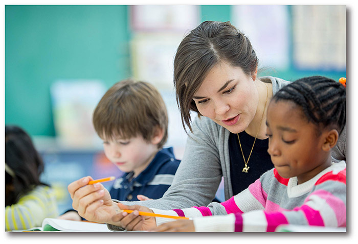 Teacher with kids